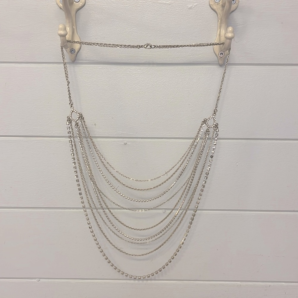 Rhinestone statement necklace and hoop earrings set